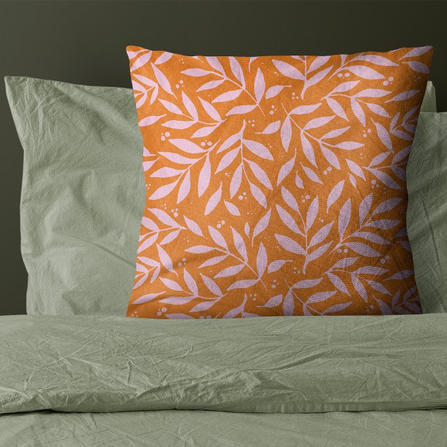 Pretty branches - orange and pink throw pillow (Creator Uploaded)