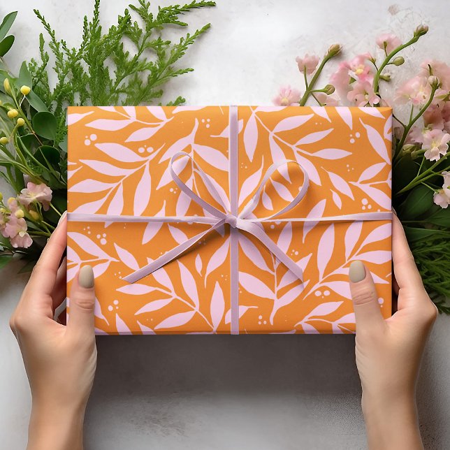 Pretty branches - orange and pink wrapping paper sheets (Creator Uploaded)