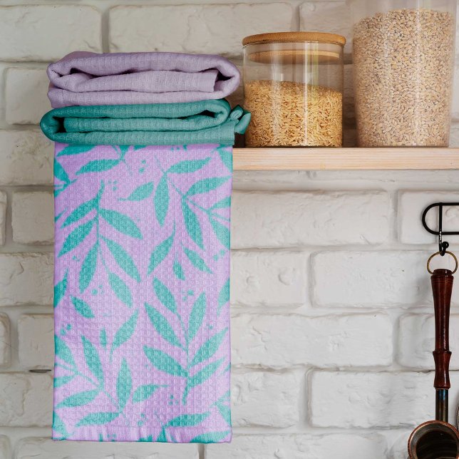 Pretty branches - turquoise and violet teen kitchen towel (Creator Uploaded)