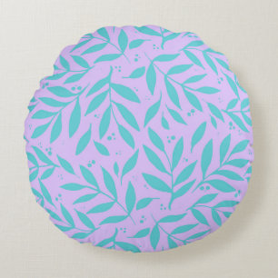 Pretty branches - turquoise and violet teen round pillow