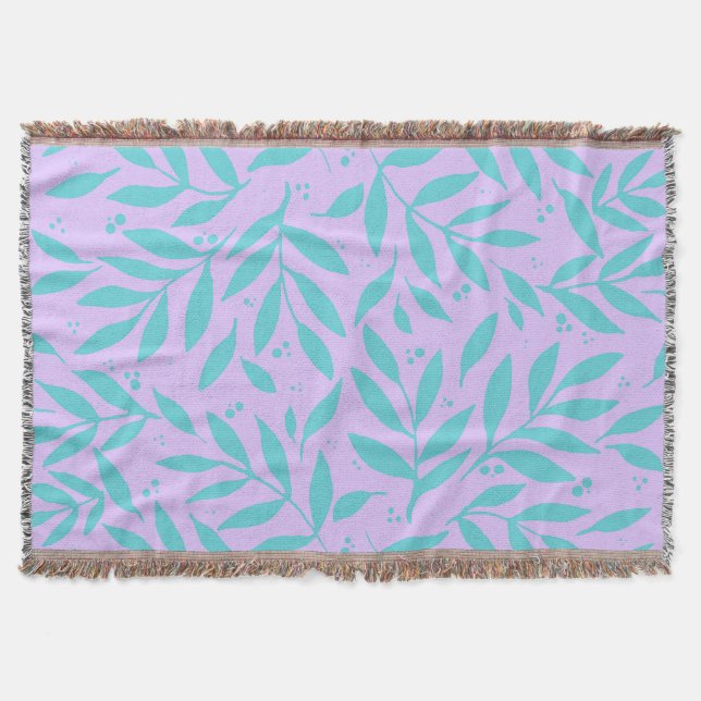 Pretty branches - turquoise and violet teen throw blanket (Front)