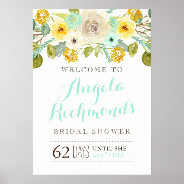 Pretty Bridal Shower Welcome Sign (20x28) (Front)