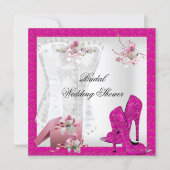 Pretty Bridal Shower White Pink Corset High Heels Invitation (Front)