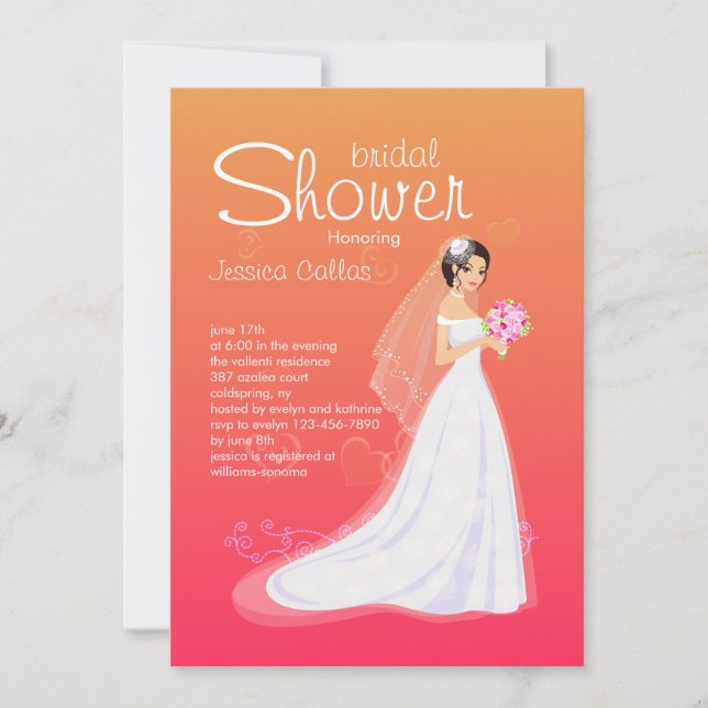 Pretty Bride Bridal Shower Invitation (Front)