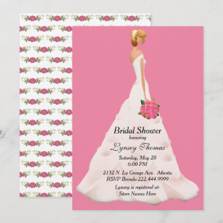Pretty Bride Pink Bridal Shower Invitation