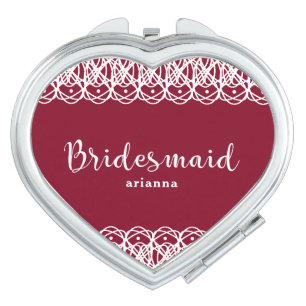 Pretty Bridesmaid with Name Red and White Vanity Mirror