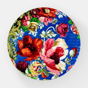 Pretty Bright Blue, Pink, Red Floral Paperweight