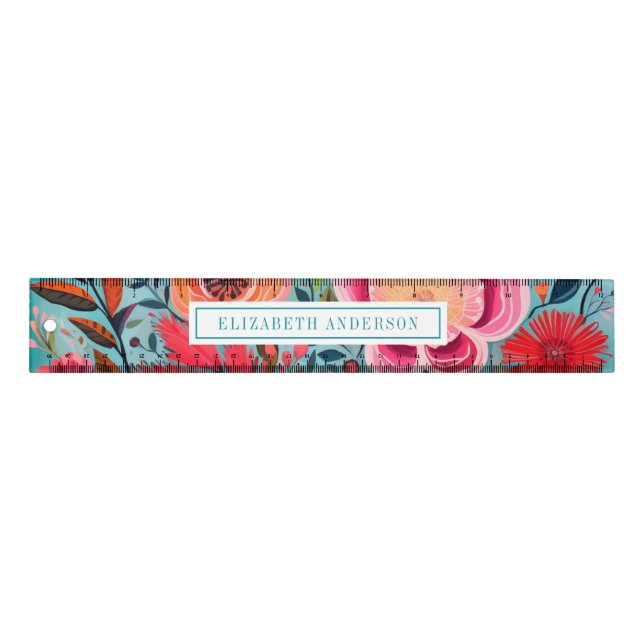 Pretty Bright Botanical Stylish Floral Ruler (Front)