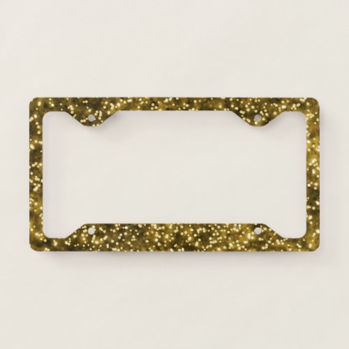 Pretty Bright Gold Yellow Faux Glitter Design License Plate Frame