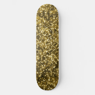 Pretty Bright Gold Yellow Faux Glitter Design Skateboard