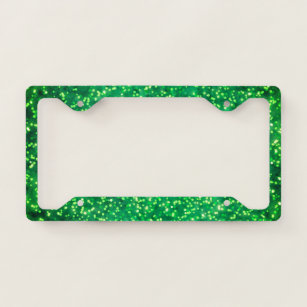 Pretty Bright Green Faux Glitter Design License Plate Frame