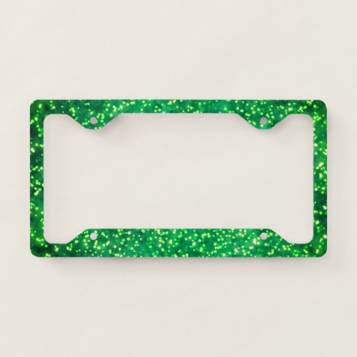 Pretty Bright Green Faux Glitter Design License Plate Frame