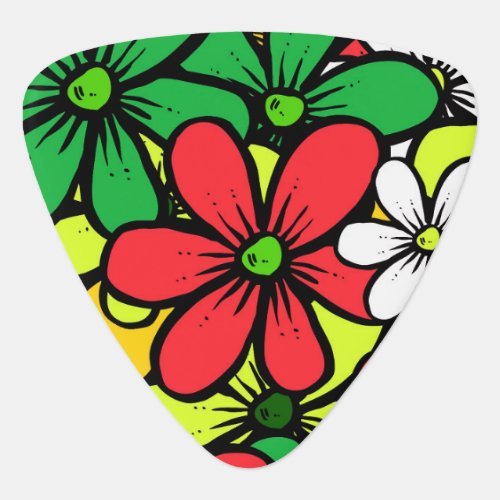 Pretty Bright Grouping of Summer Flowers Guitar Pick