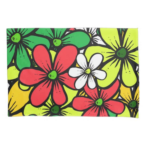 Pretty Bright Grouping of Summer Flowers Pillow Case