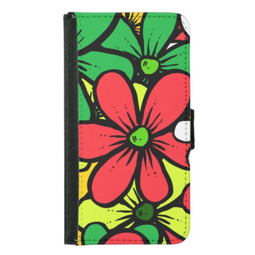 Pretty Bright Grouping of Summer Flowers Samsung Galaxy S5 Wallet Case
