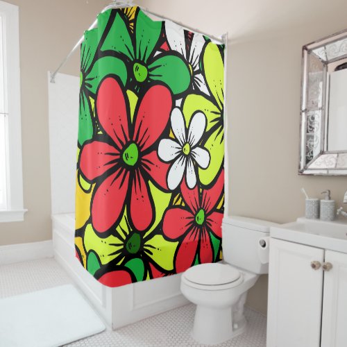 Pretty Bright Grouping of Summer Flowers Shower Curtain