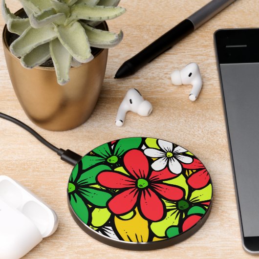 Pretty Bright Grouping of Summer Flowers Wireless Charger (Desk 2)
