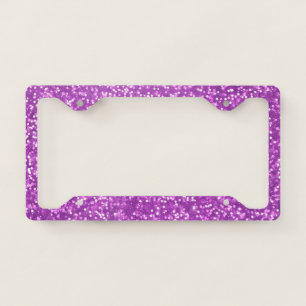 Pretty bright mauve purple Faux Glitter Design  License Plate Frame