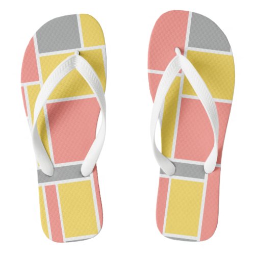 Pretty bright pastel l Trendy abstract l Pink Grey Flip Flops