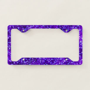 Pretty Bright Purple Faux Glitter Design License Plate Frame