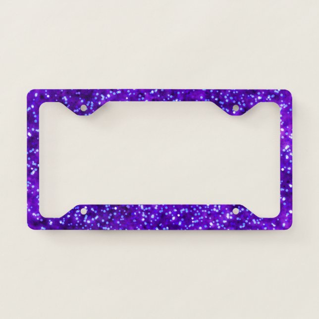 Pretty Bright Purple Faux Glitter Design License Plate Frame (Front)
