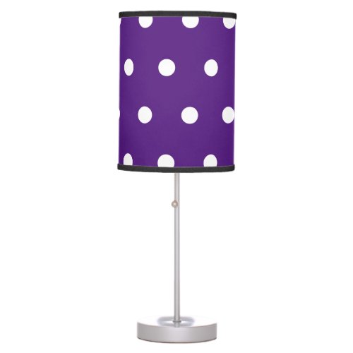 Pretty Bright Purple White Polka Dots      Table Lamp