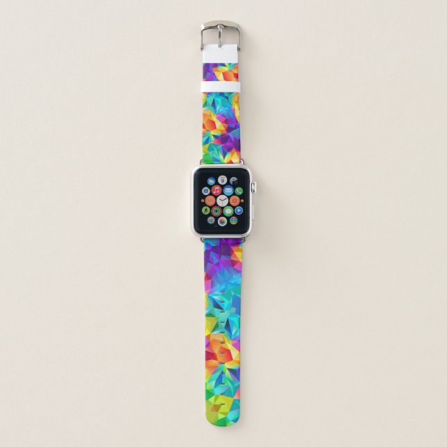 Pretty Bright Rainbow Women's Geometric Apple Watch Band (Front)