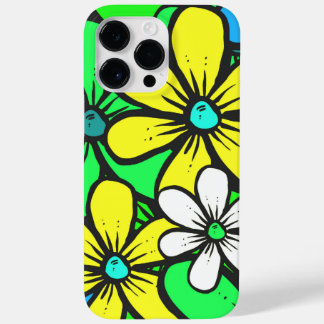 Pretty Bright Summer Flowers Blue Yellow and Green Case-Mate iPhone 14 Pro Max Case