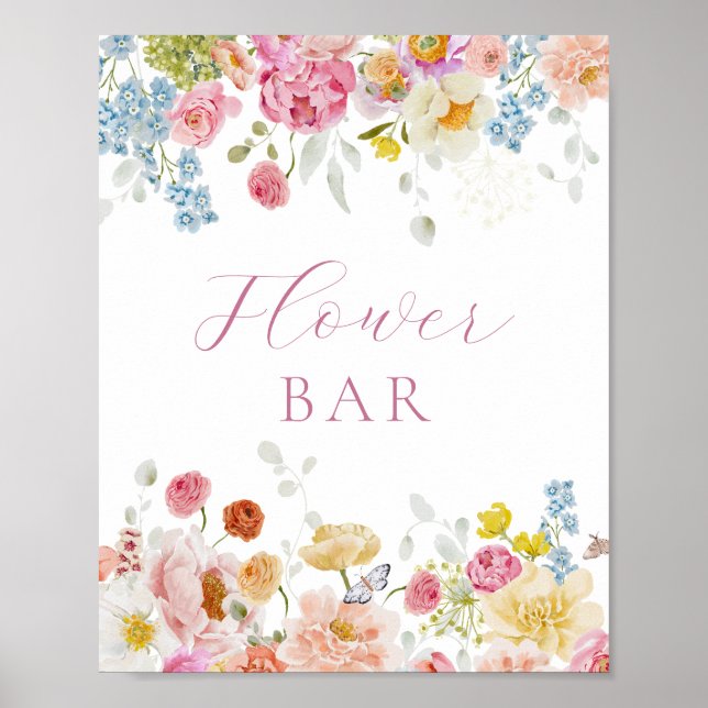 Pretty Bright Wildflowers Flower Bar Poster (Front)