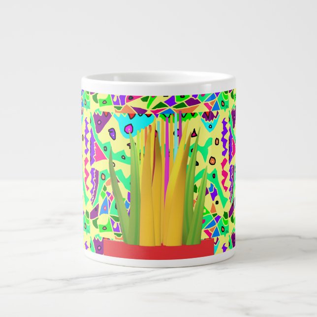Pretty brite patterned art surreal giant coffee mug (Front)