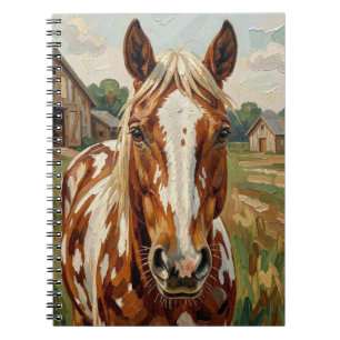 Pretty Brown and White Horse on a Rustic Farm Notebook