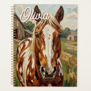 Pretty Brown and White Horse Personalized Planner