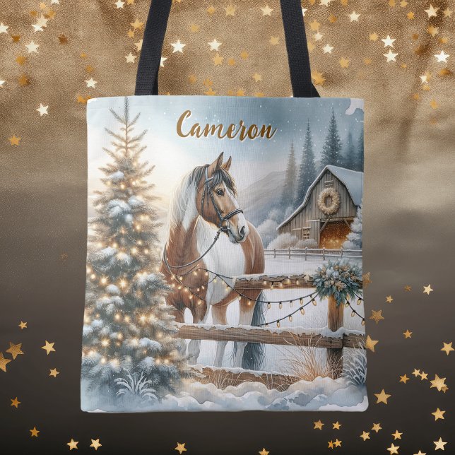 Pretty Brown and White Horse Personalized Tote Bag (Creator Uploaded)