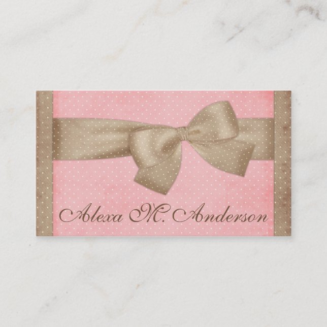 Pretty Brown Bow Business Cards (Front)