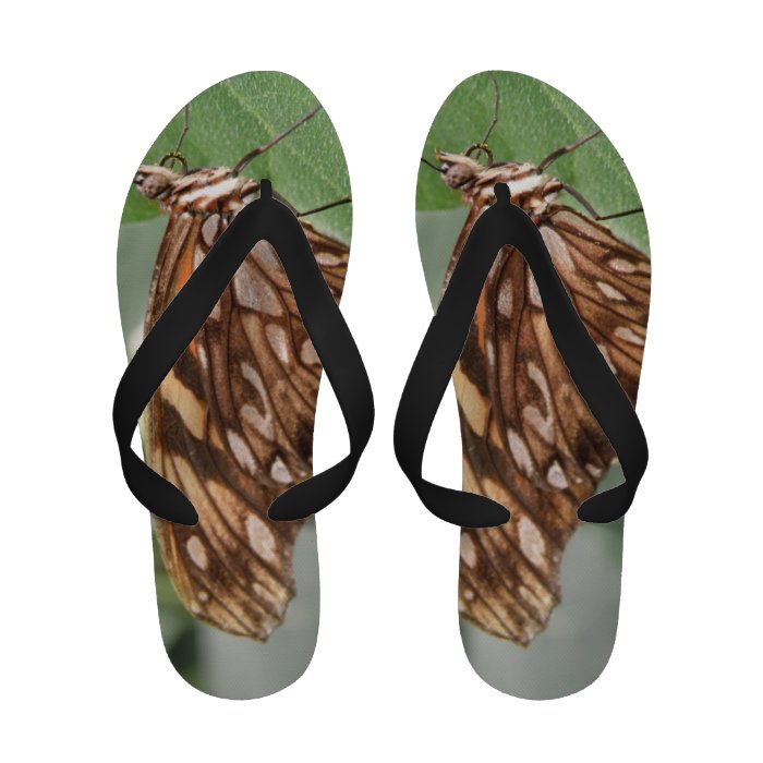 Pretty Brown Butterfly Flip Flops