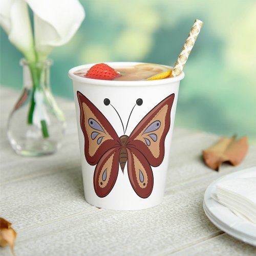 Pretty Brown Butterly Paper Cups