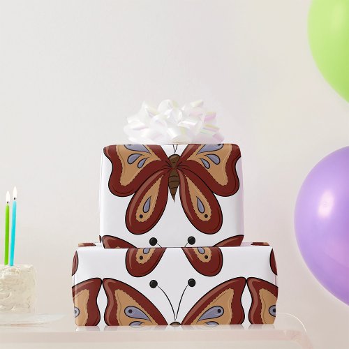 Pretty Brown Butterly Wrapping Paper