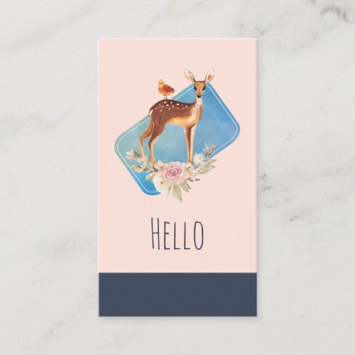 Pretty Brown Fawn with Bird and Roses Business Card