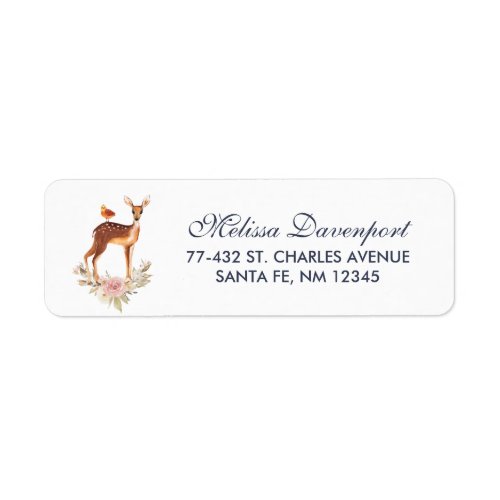 Pretty Brown Fawn with Bird and Roses Label