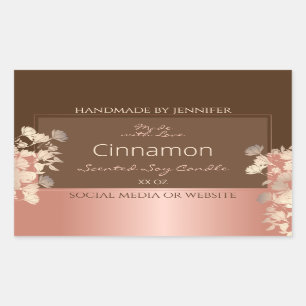 Pretty Brown Floral Product Labels Rose Gold Frame