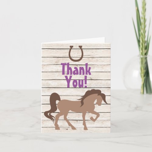 Pretty Brown Horse and Barn Wood Girls Thank You Card