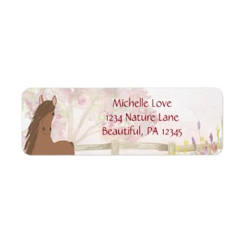 Pretty Brown Horse And Flowers Address Label by TheCutieCollection at Zazzle