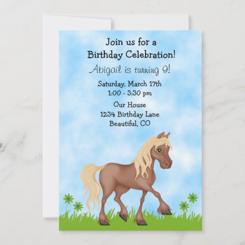 Horse Birthday Invitation for Girls