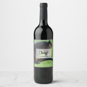 Pretty Brown Horse Laying in the Grass Wine Label