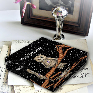 Pretty Brown Owl Crystal necklace on Branch Stars  Paperweight