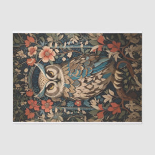 Pretty Brown Owl William Morris Inspired Floral Tissue Paper