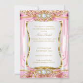 Pretty Brunette Princess Baby Shower Pink Silk Invitation (Back)