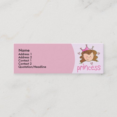 Pretty Brunette Princess Skinny Profile Cards Business Card Template