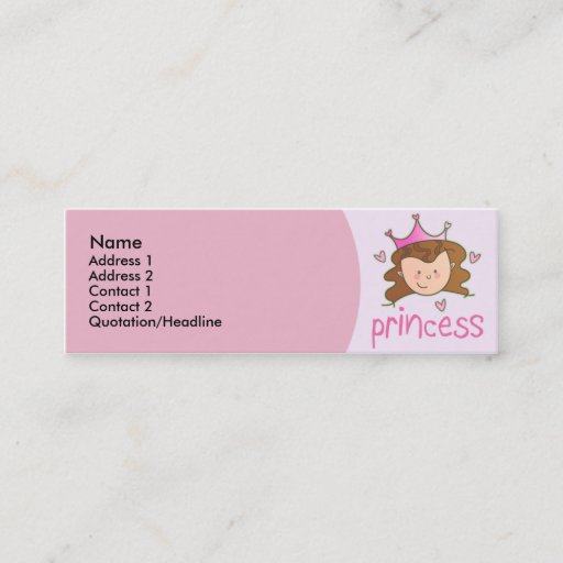 Customizable Pretty Brunette Princess Skinny Profile Cards Business Card Template