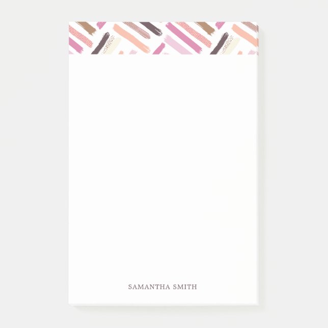 Pretty Brush Strokes Pattern Personalized Post-it Notes (Front)